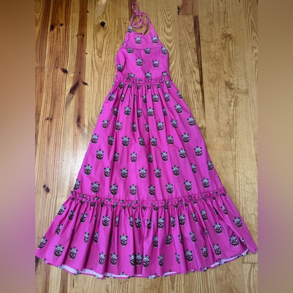 RHODE Salena Maxi Dress in Marigold Flower Hot Pink Women’s SIZE Small - Picture 4 of 13